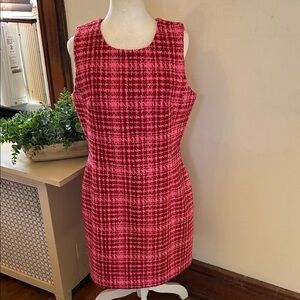 On 34th Sleeveless Pink Red Plaid Shift Dress Size 10 Like new